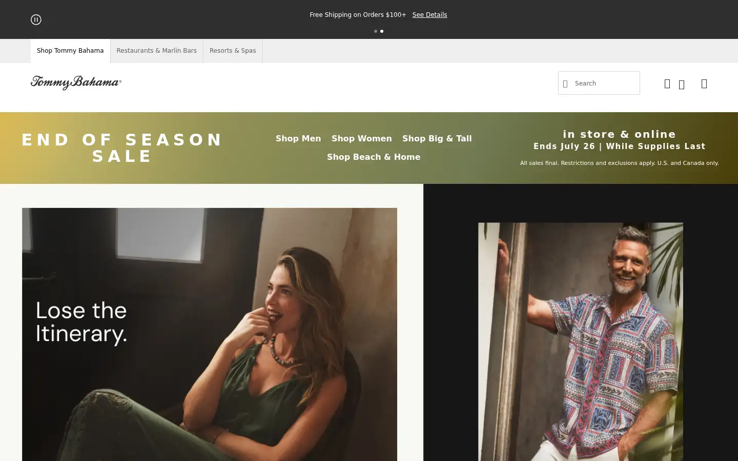 Screenshot of tommybahama.com