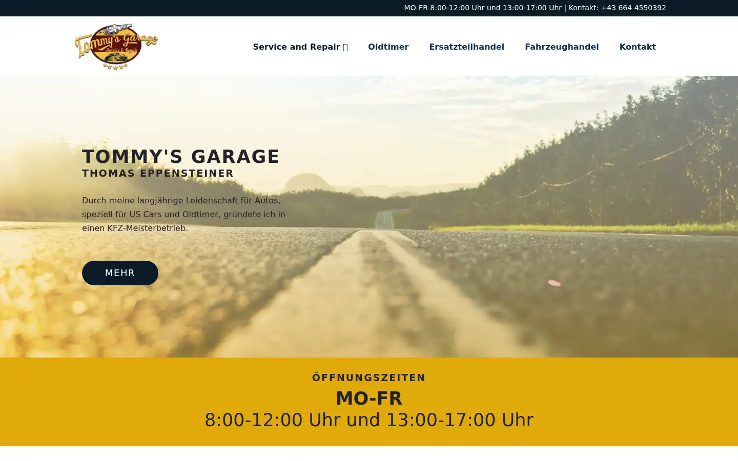 Screenshot of tommys-garage.at