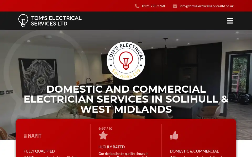 Screenshot of tomselectricalservicesltd.co.uk