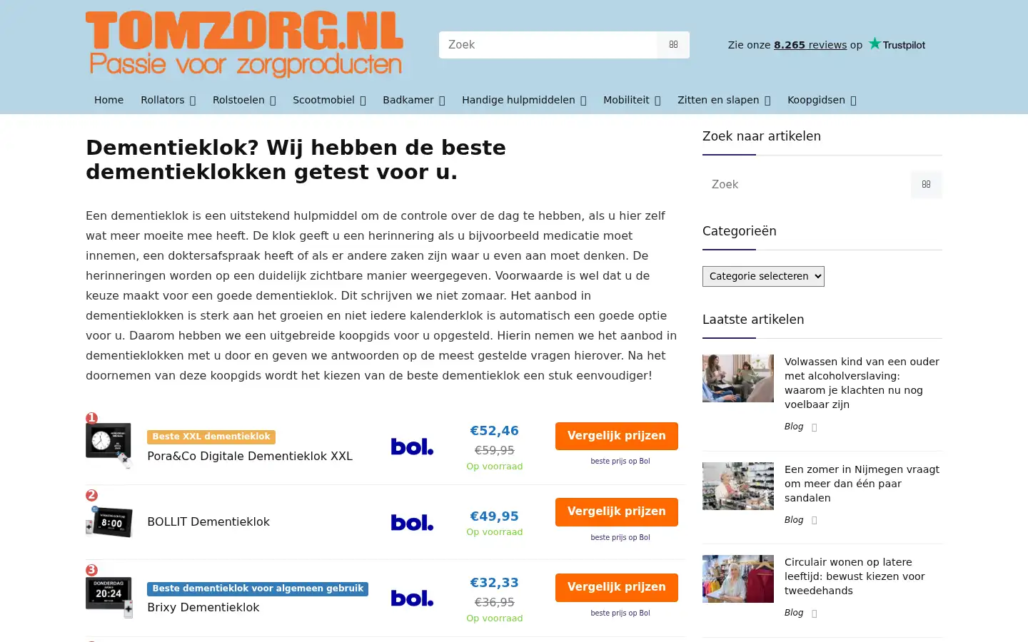 Screenshot of tomzorg.nl