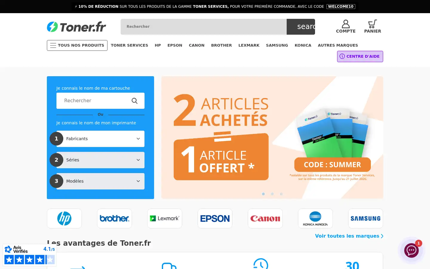 Screenshot of toner.fr