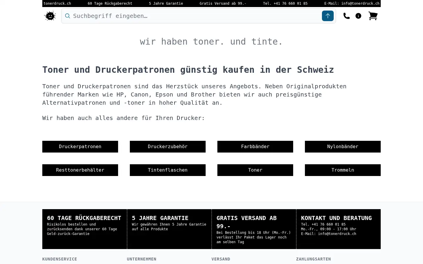 Screenshot of tonerdruck.ch