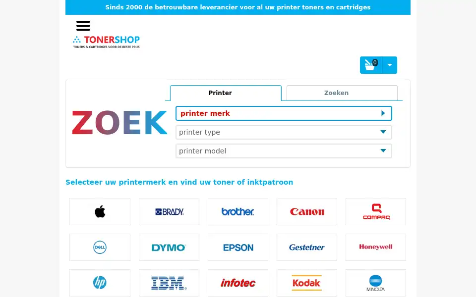 Screenshot of tonershop.be
