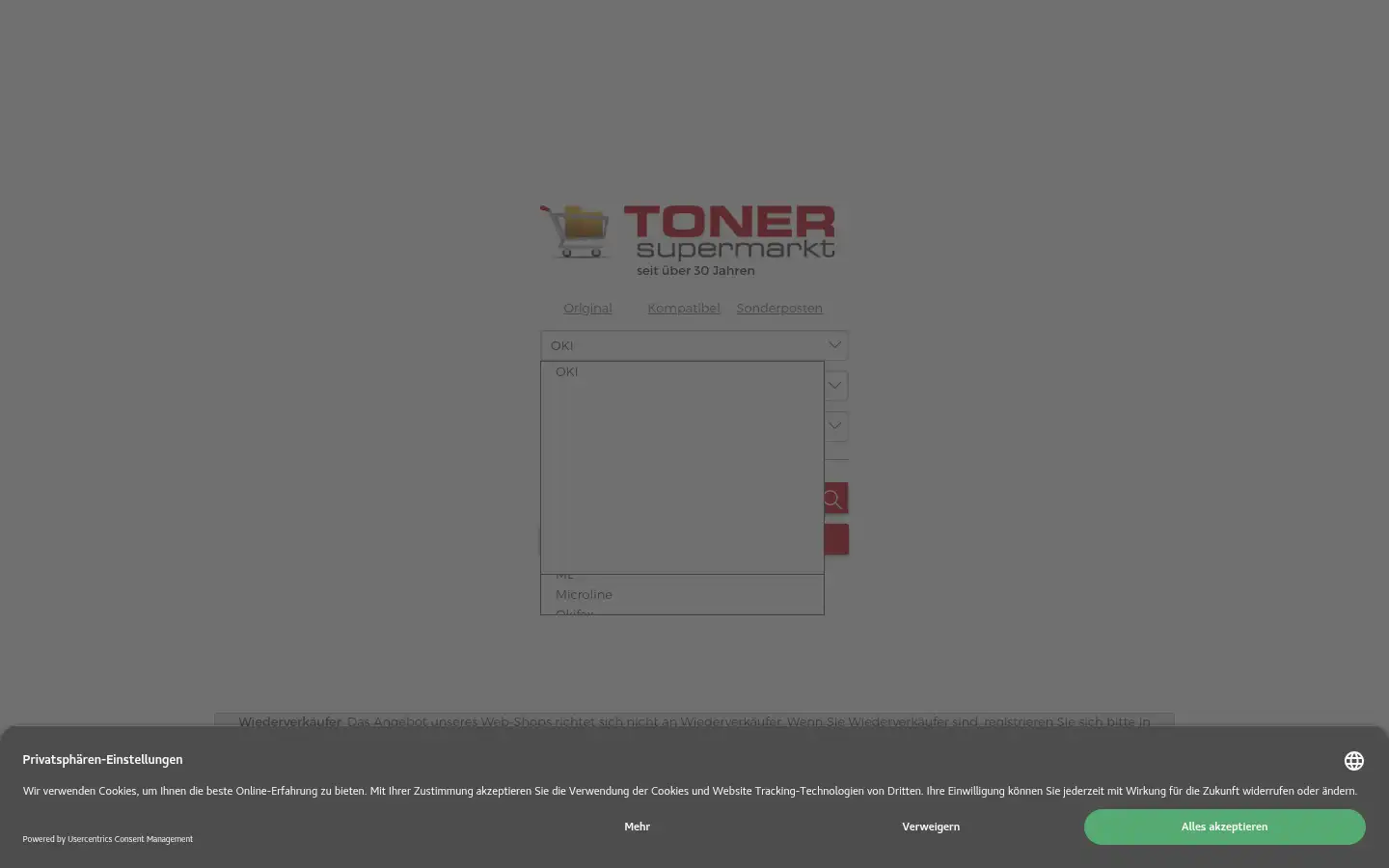 Screenshot of tonersupermarkt.de
