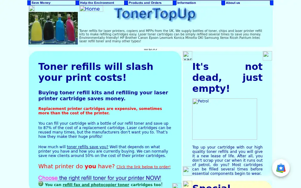 Screenshot of tonertopup.co.uk
