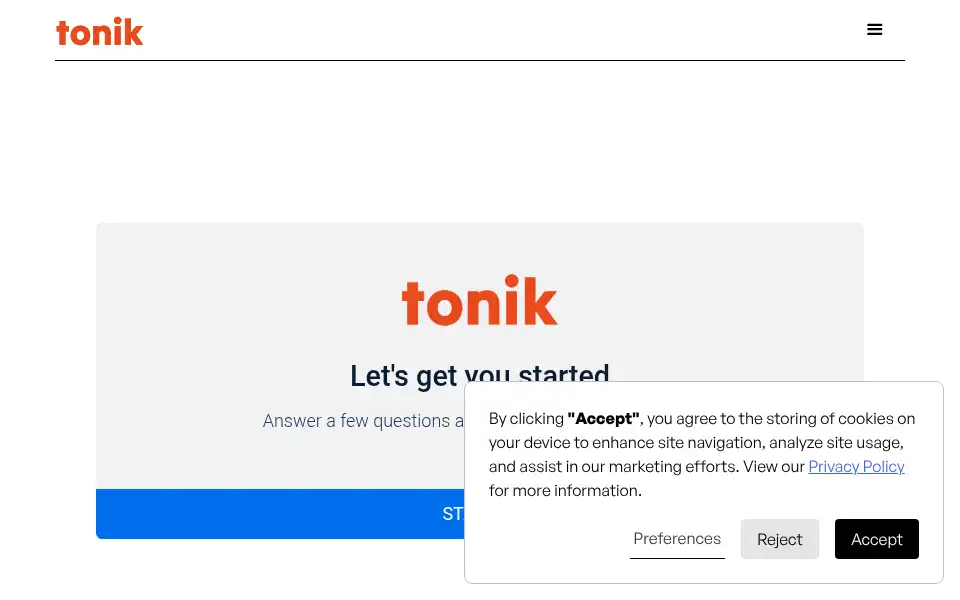 Screenshot of tonikwellness.com