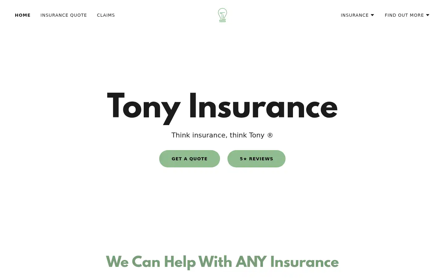 Screenshot of tonyinsurance.com.au