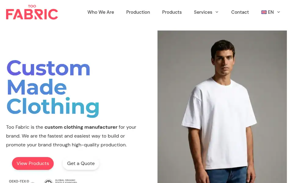 Screenshot of toofabric.com