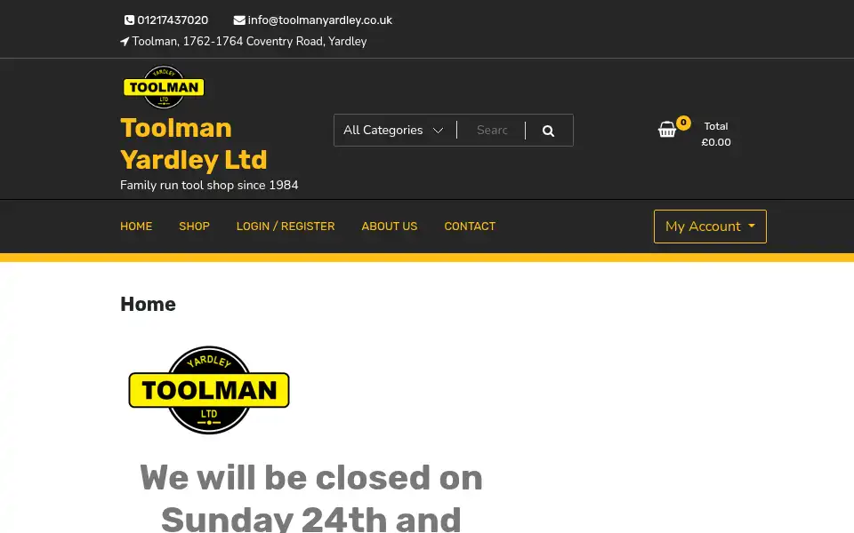Screenshot of toolmanyardley.co.uk