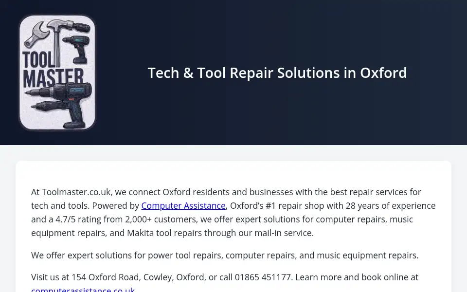 Screenshot of toolmaster.co.uk