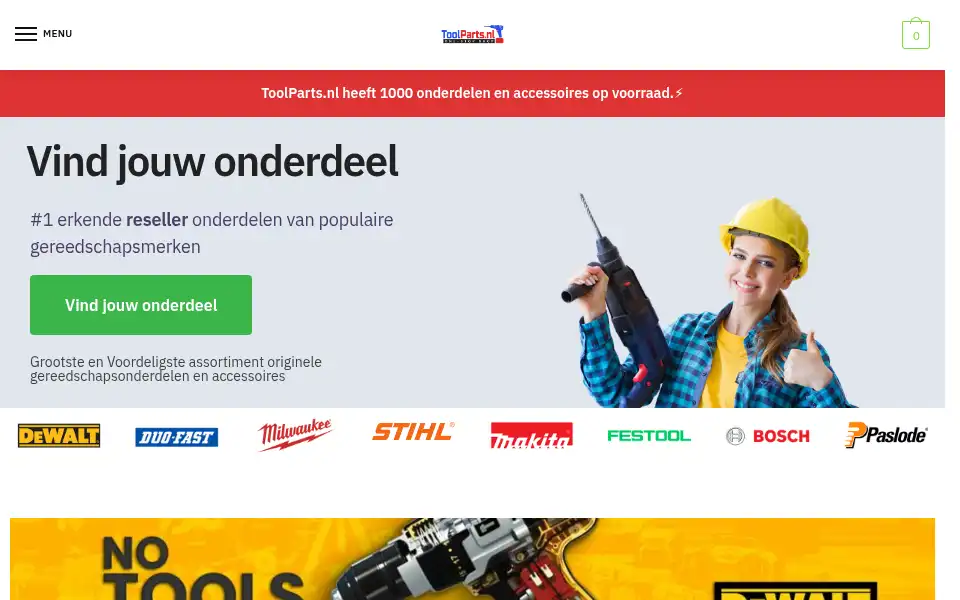 Screenshot of toolparts.nl