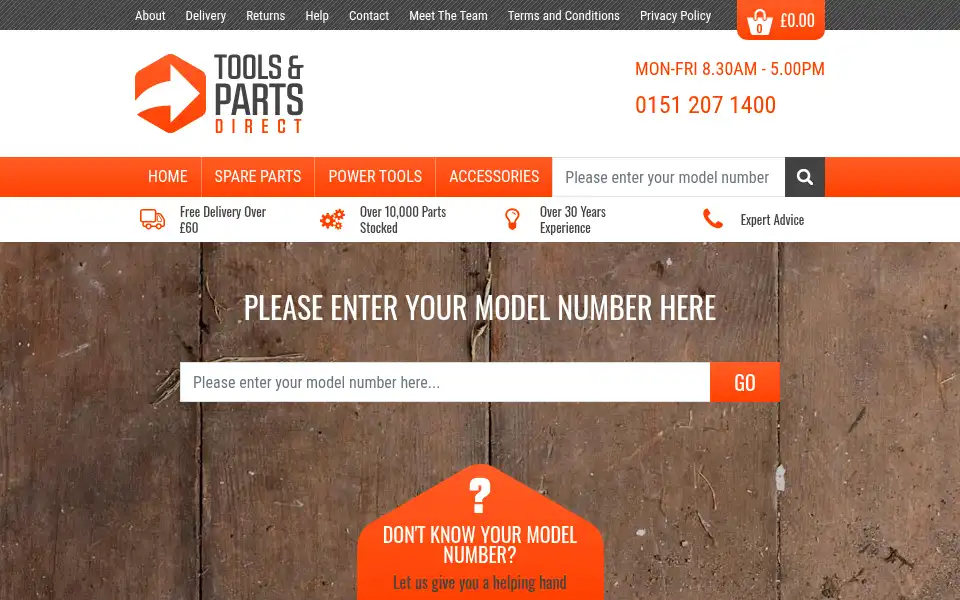Screenshot of toolsandpartsdirect.co.uk