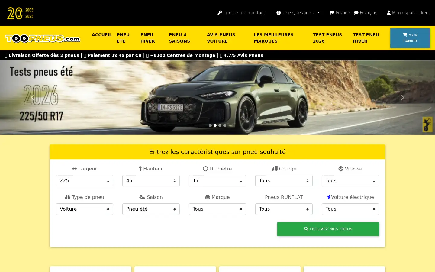 Screenshot of toopneus.com