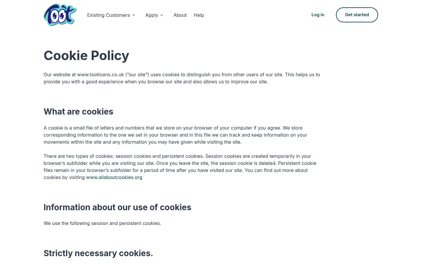 Screenshot of tootloans.co.uk