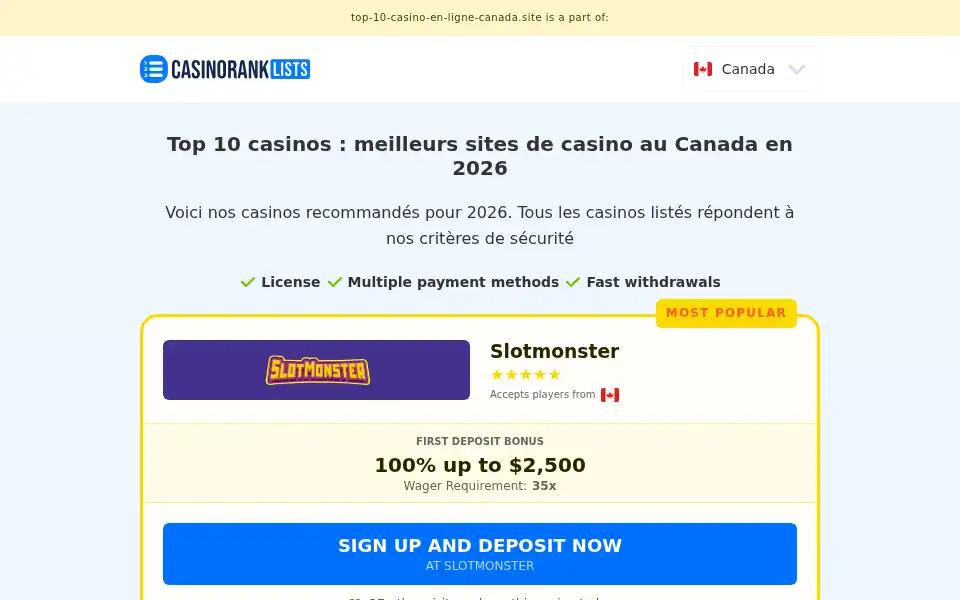 Screenshot of top-10-casino-en-ligne-canada.site