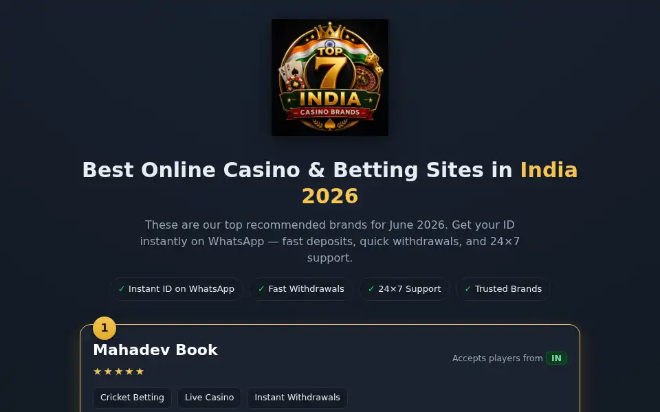 Screenshot of top-7-online-casino-india.com