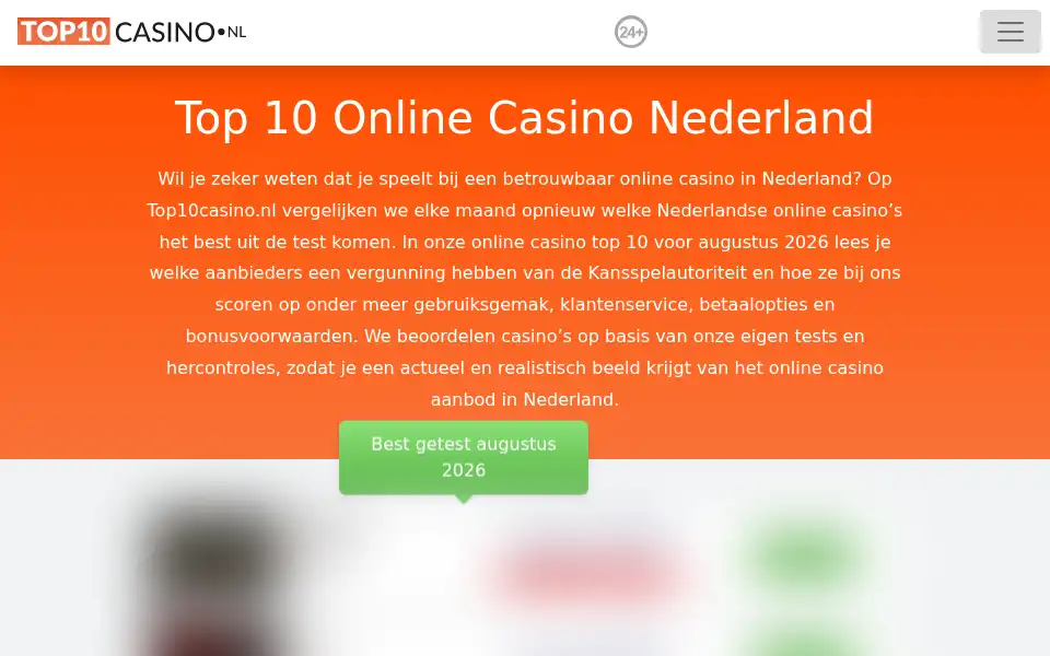 Screenshot of top10casino.nl