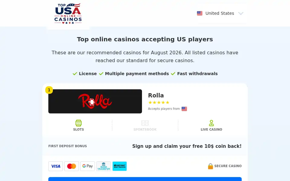 Screenshot of top10usacasinos.org