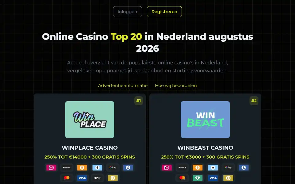 Screenshot of top20casinonederland.com