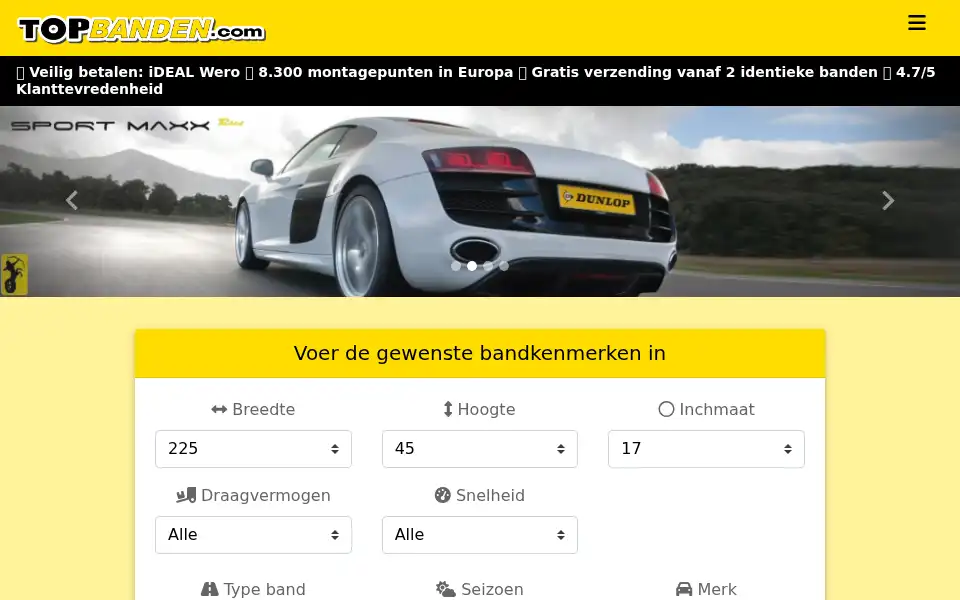 Screenshot of topbanden.com