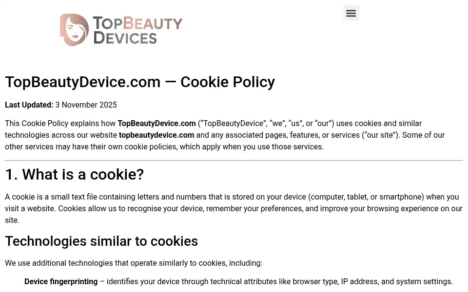 Screenshot of topbeautydevice.com