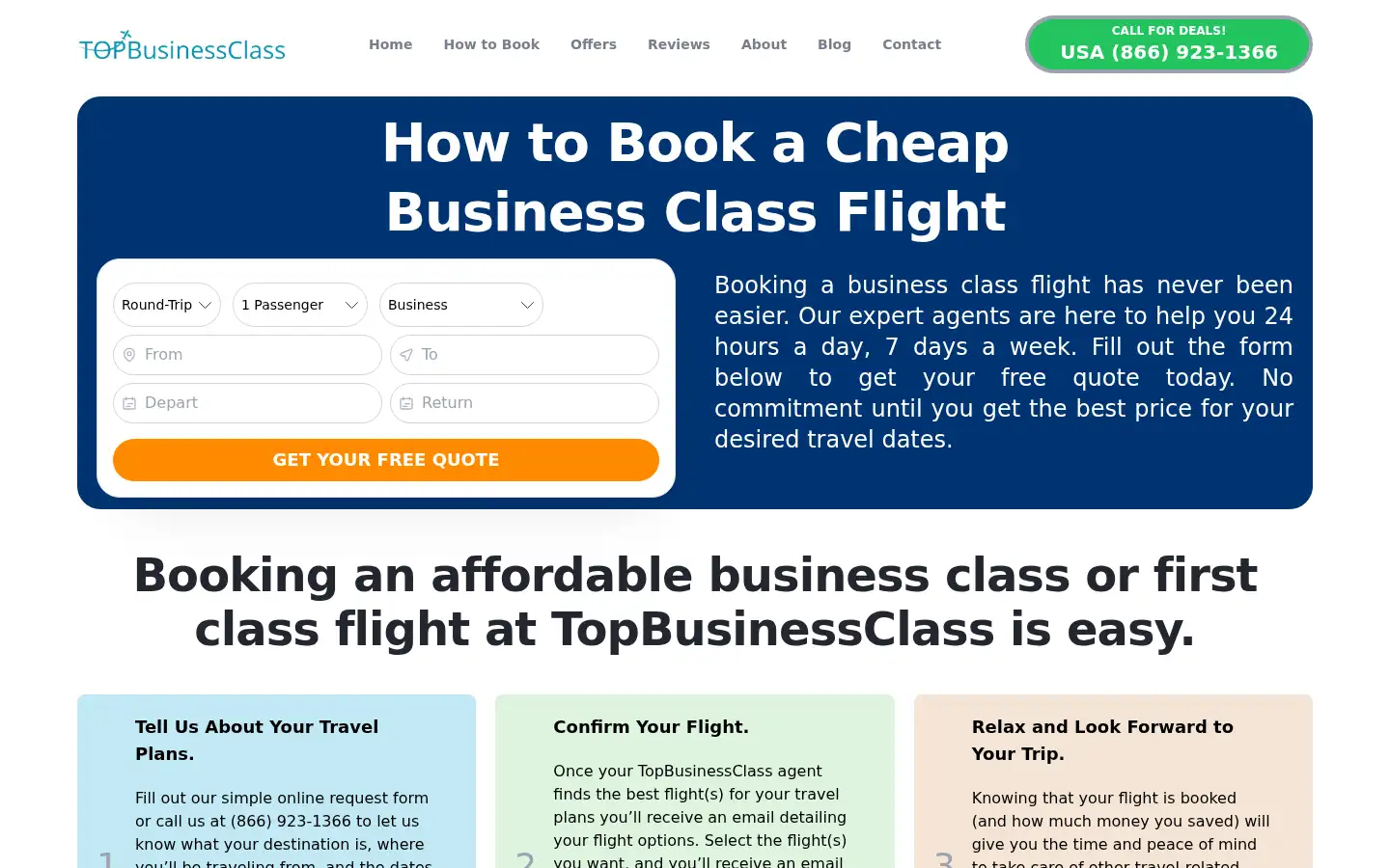 Screenshot of topbusinessclass.com