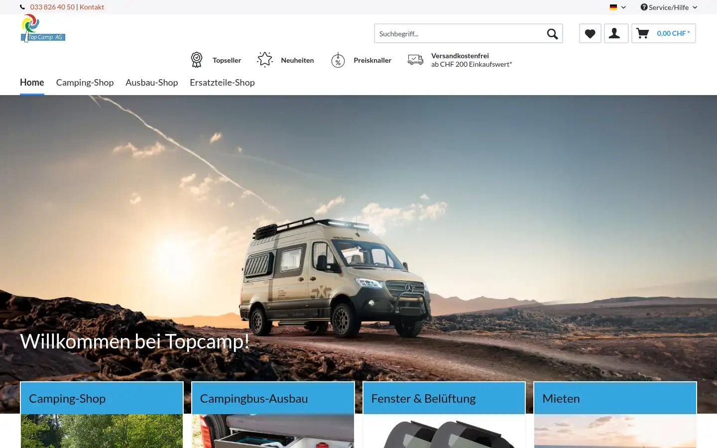 Screenshot of topcampshop.ch