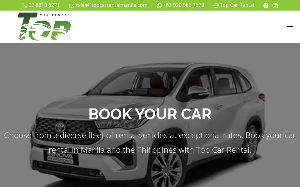 Screenshot of topcarrentalmanila.com