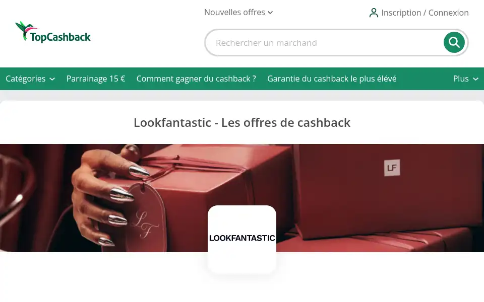Screenshot of topcashback.fr