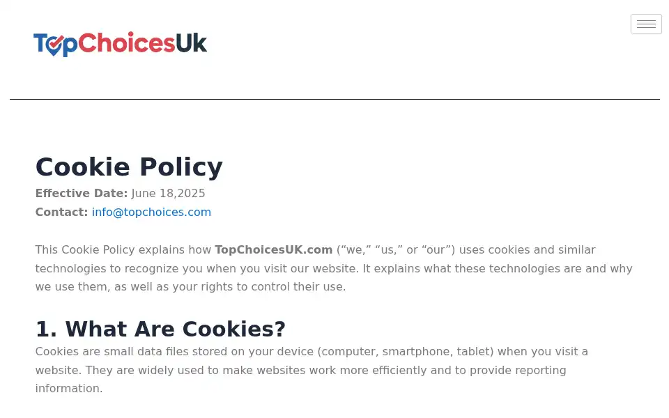 Screenshot of topchoicesuk.com