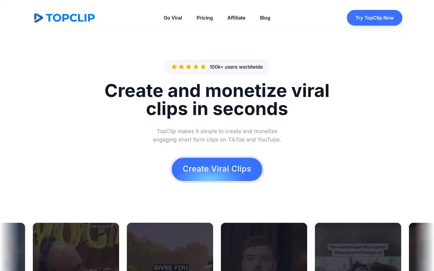 Screenshot of topclip.ai