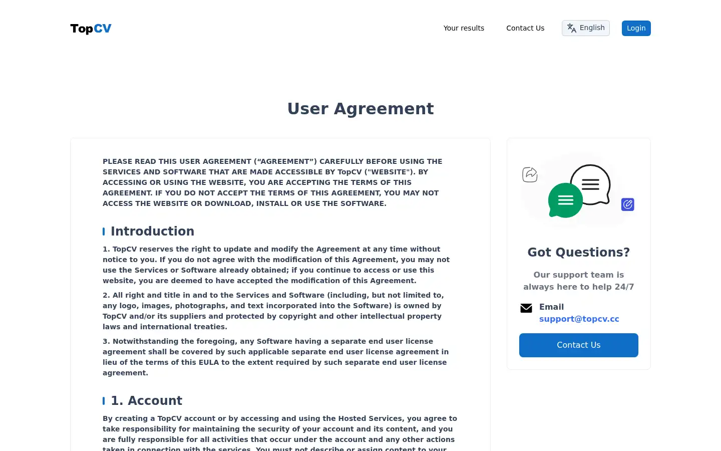 Screenshot of topcv.cc