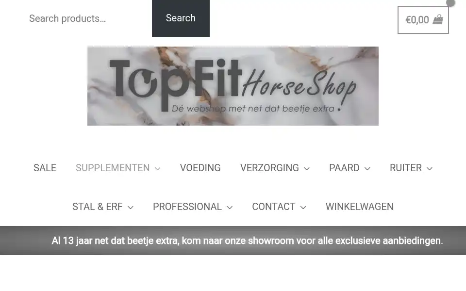 Screenshot of topfithorseshop.com