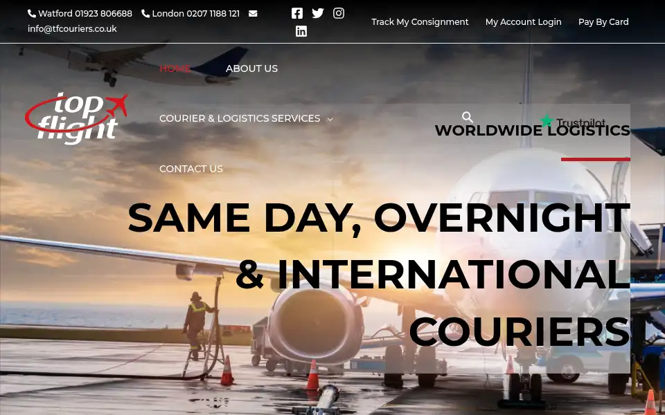 Screenshot of topflightcouriers.co.uk