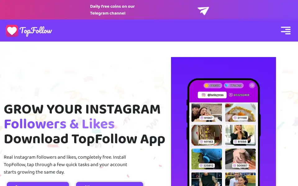 Screenshot of topfollowapp.pro