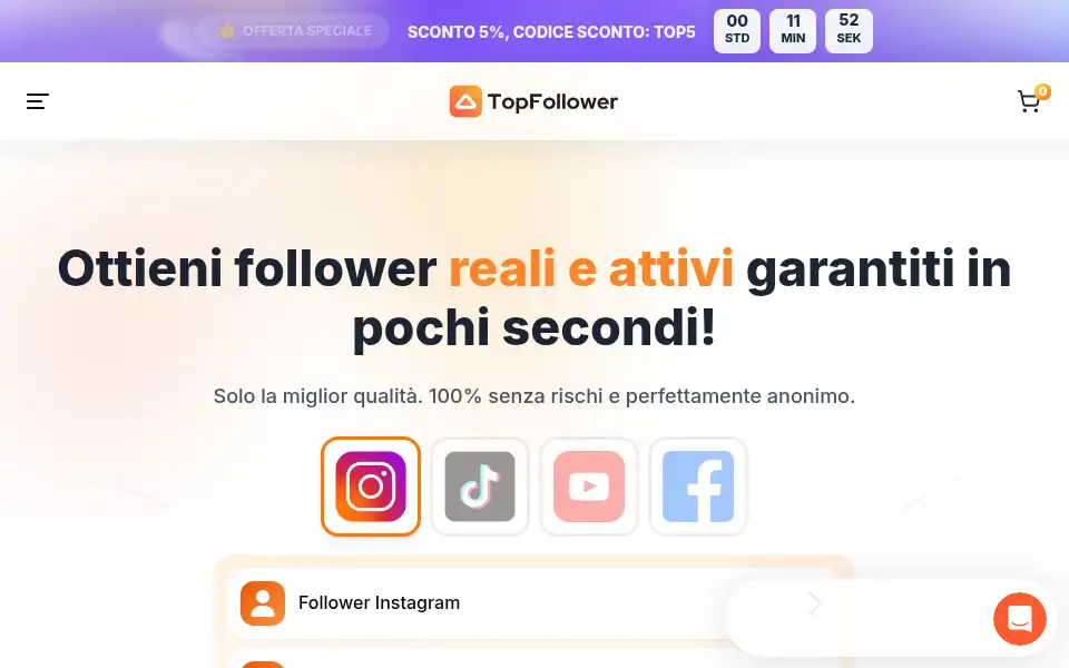 Screenshot of topfollower.it