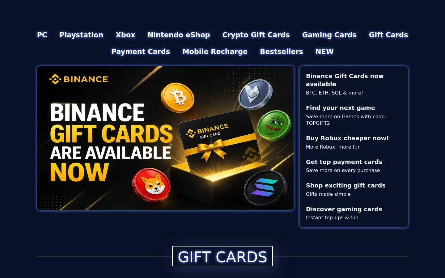 Screenshot of topgift.io