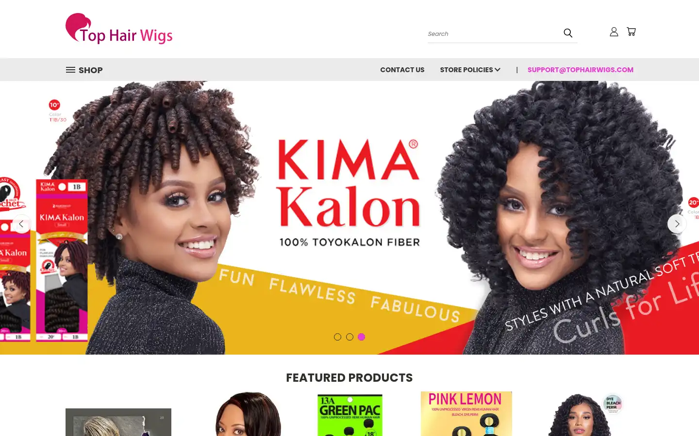 Screenshot of tophairwigs.com