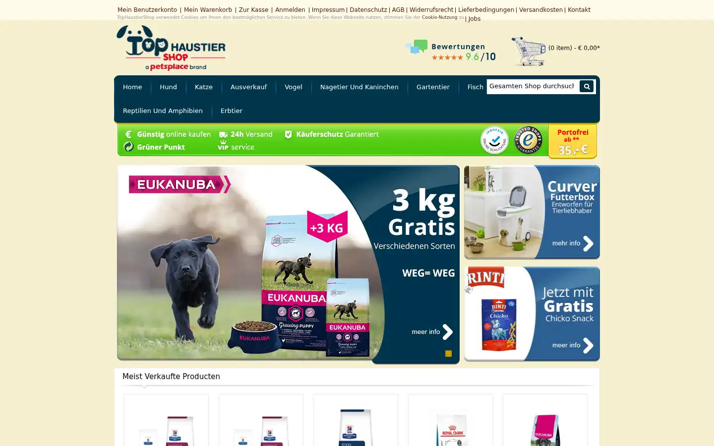 Screenshot of tophaustiershop.de