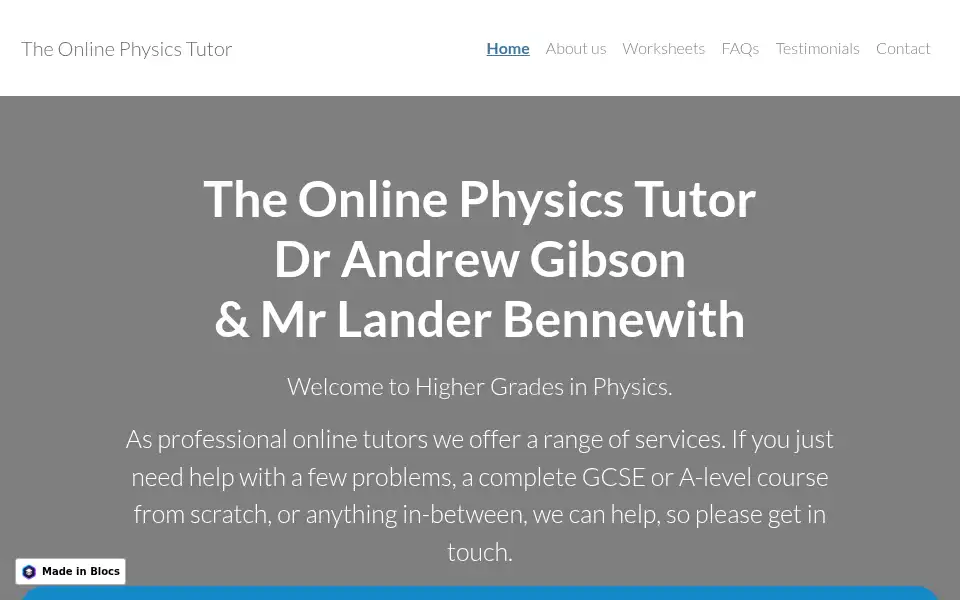 Screenshot of tophysicstutor.com