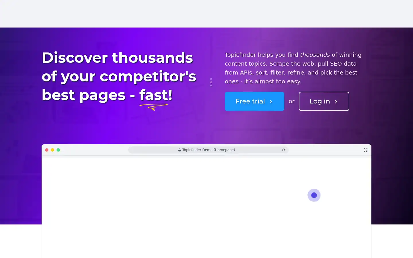 Screenshot of topicfinder.com