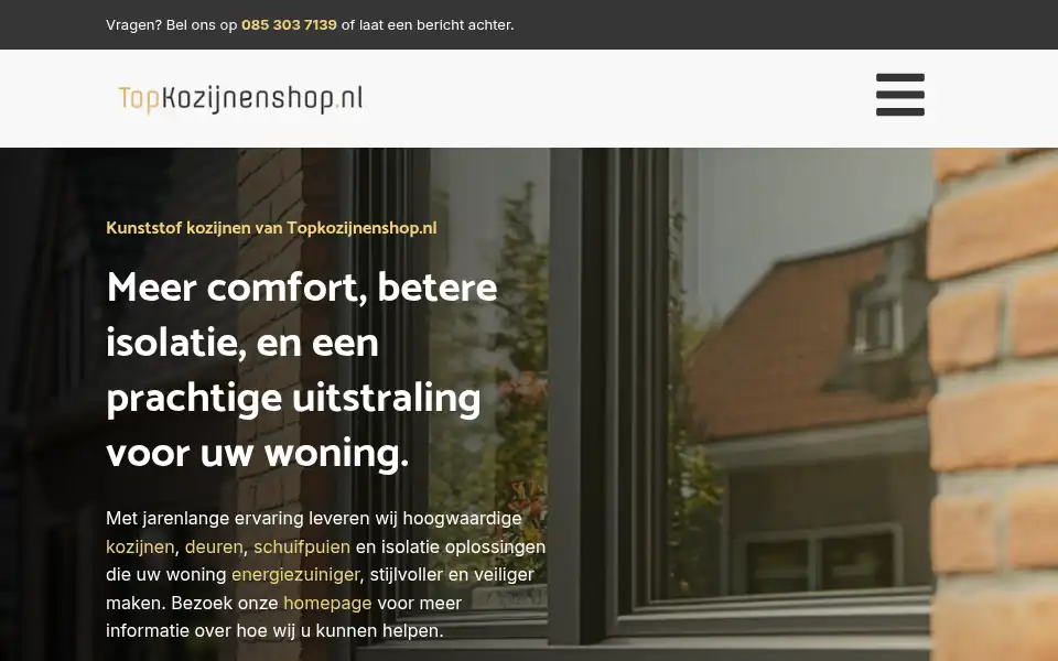 Screenshot of topkozijnenshop.nl