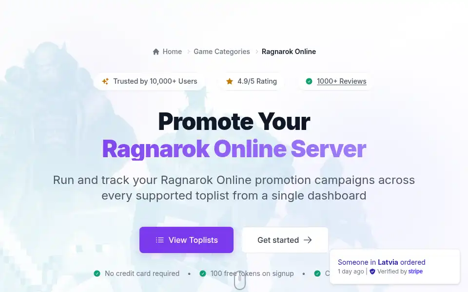 Screenshot of toplistbot.com