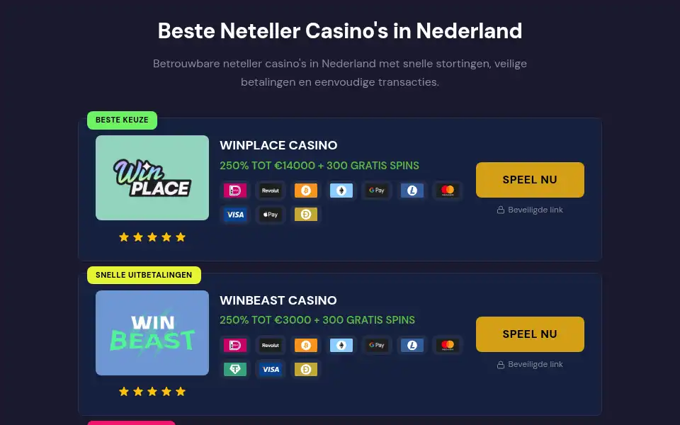 Screenshot of topnetellercasinos.com