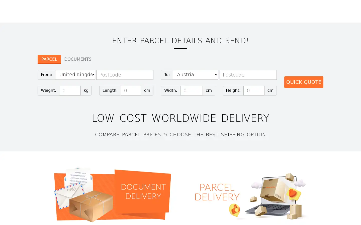 Screenshot of topparcel.com