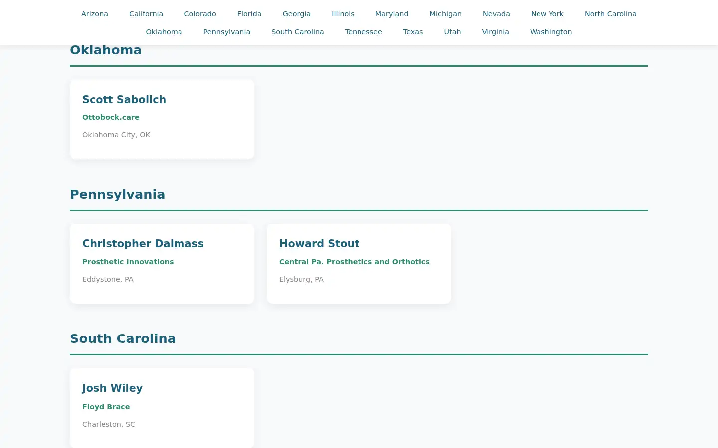 Screenshot of topprosthetists.com