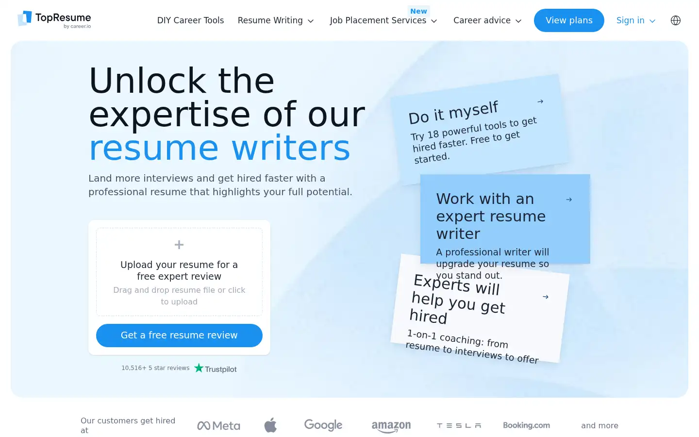 Screenshot of topresume.com