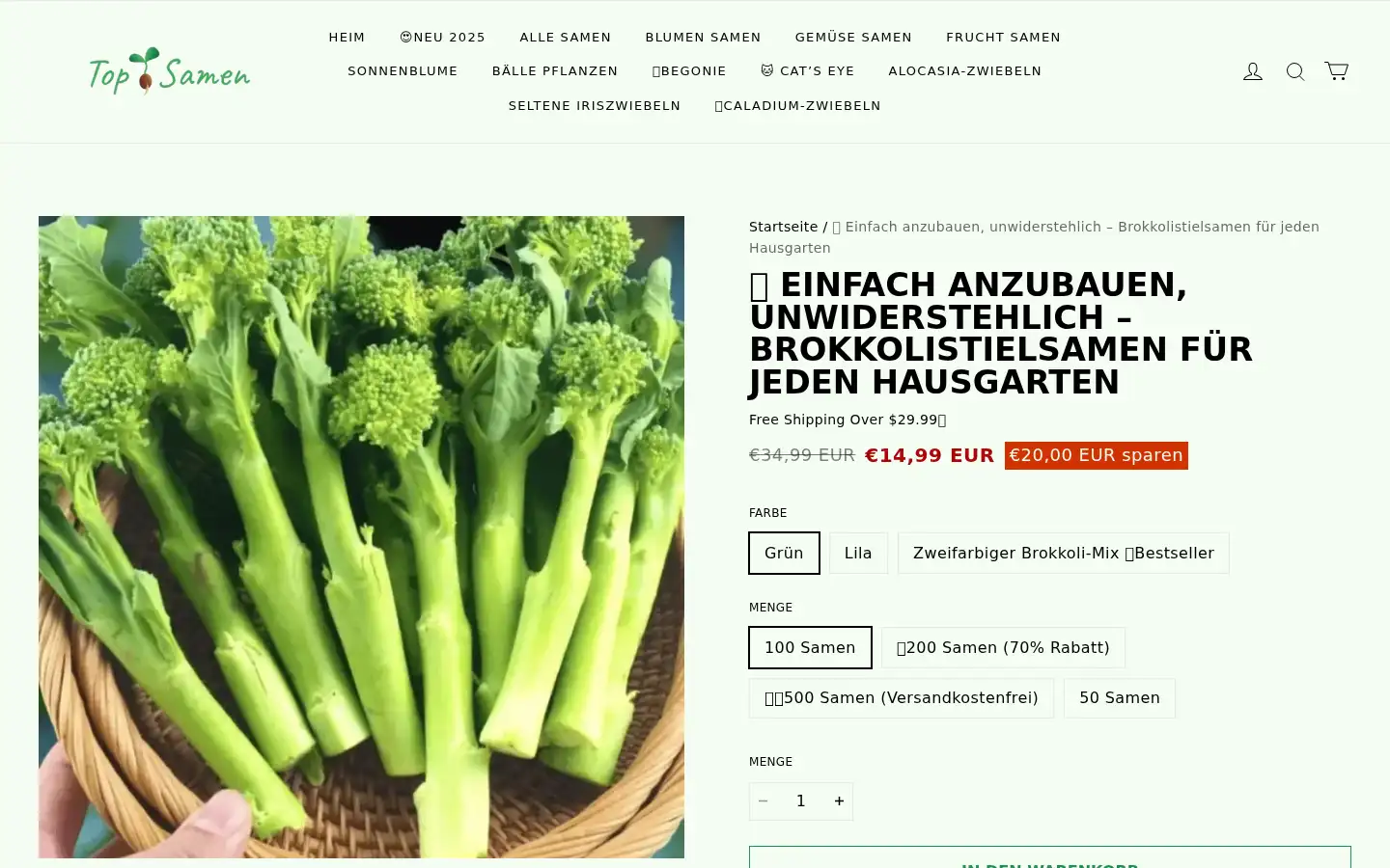 Screenshot of topsamen.de