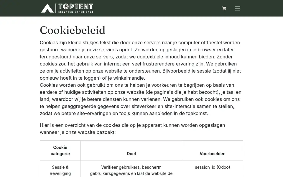 Screenshot of toptent.travel