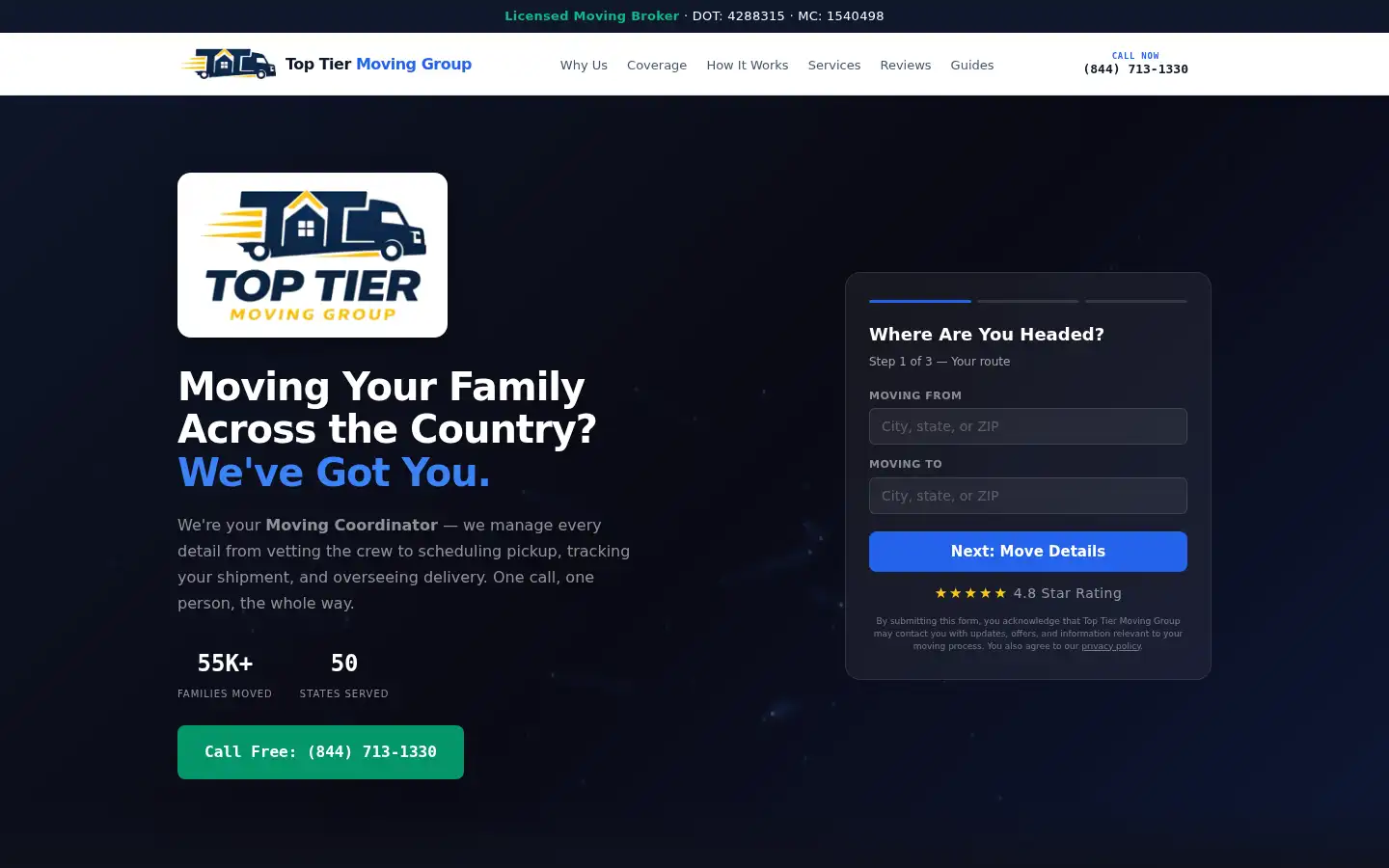 Screenshot of toptiermovinggroup.com